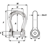 Wichard SelfLocking Allen Head Pin Bow Shackle  10mm Diameter  1332 01345