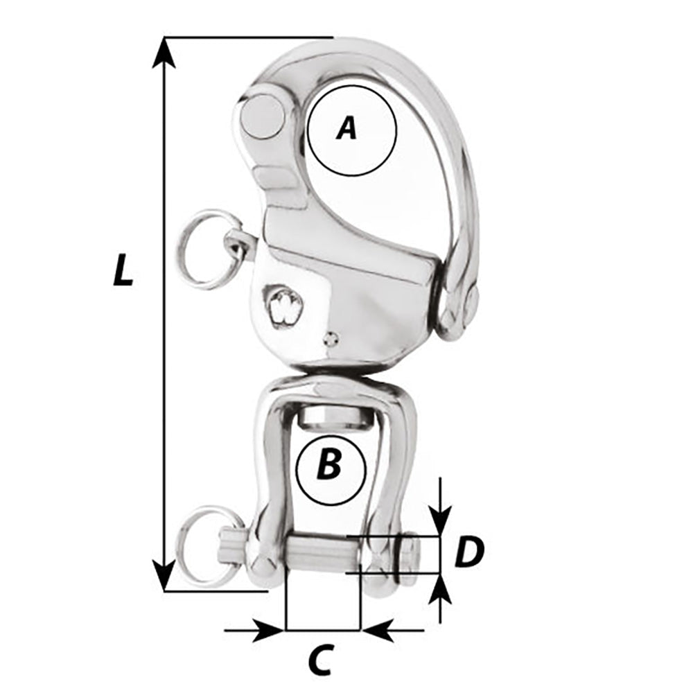 Wichard HR Snap Shackle With Clevis Pin Swivel  120mm Length  42332 02478