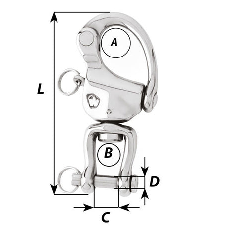 Wichard HR Snap Shackle With Clevis Pin Swivel  120mm Length  42332 02478