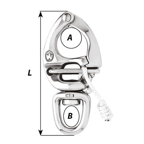 Wichard HR Quick Release Snap Shackle With Swivel Eye  80mm Length  3532 02674