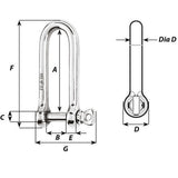 Wichard HR Long D Shackle  10mm Diameter  2564 11215