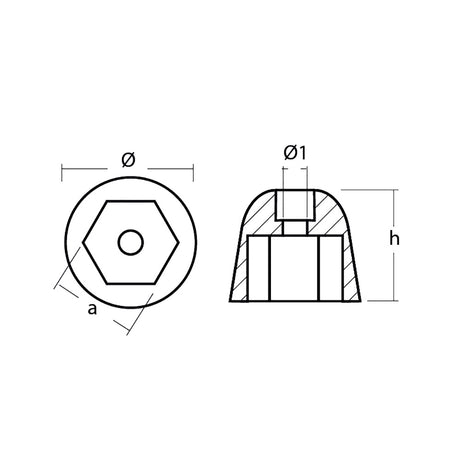 Tecnoseal Zinc Sidepower  Sleipner Propeller Nut Anode 01051