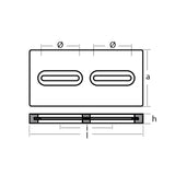 Tecnoseal Rectangular Zinc Plate Anode wInserts  12 x 6 x 1 TECDIVERSD