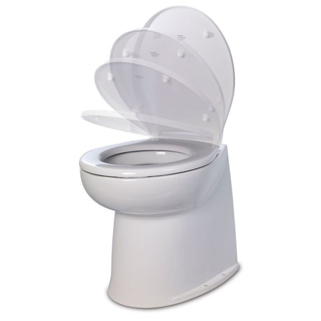 Jabsco Deluxe Flush 14 Straight Back 24V Raw Water Electric Marine Toilet wRemote Rinse Pump  Soft Close Lid 582803024