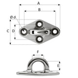 Wichard Diamond Pad Eye  Round  60mm Length 22364  M5 Screw 6644