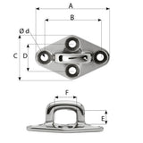 Wichard Diamond Pad Eye  Square  60mm Length 22364  M5 Screw 6654